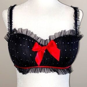 Fredericks of Hollywood tulle & rhinestone bra